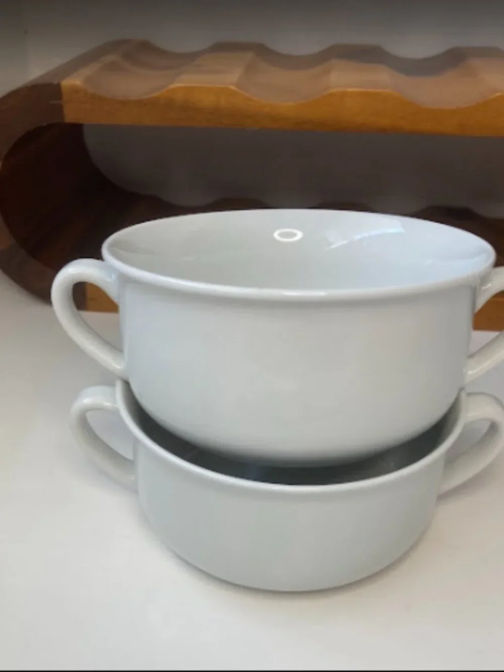 Williams Sonoma Everyday White Porcelain Double Handle Soup Bowls